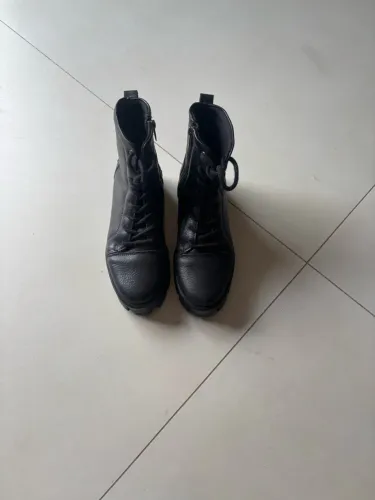 Bota de couro feminina para motociclistas 