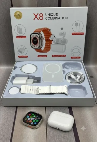 Kit Smartwatch X8 Ultra Unique Combination - Completo com Acessórios + Fone Bluetooth