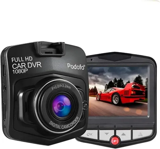 Câmera Veicular DVR Full HD 1080P, Tela LCD, Visão Noturna, USB, Com Bateria Recarregável
