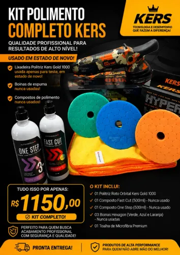 Politriz profissional Kers Gold 1000 + Kit polimento completo