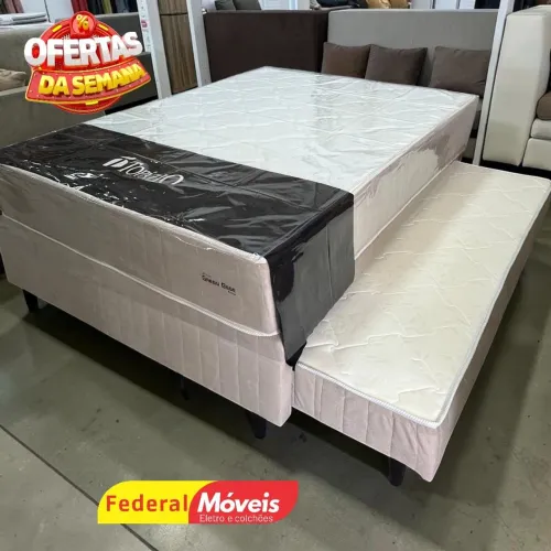 Cama Box Solteiro Colchão e Base c/ Auxiliar 88x188cm Mega Oferta - Entregamos