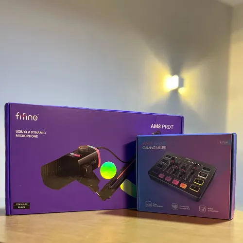 Microfone Fifine AM8 PROT + Mixer Fifine SC3 + Braço Articulado