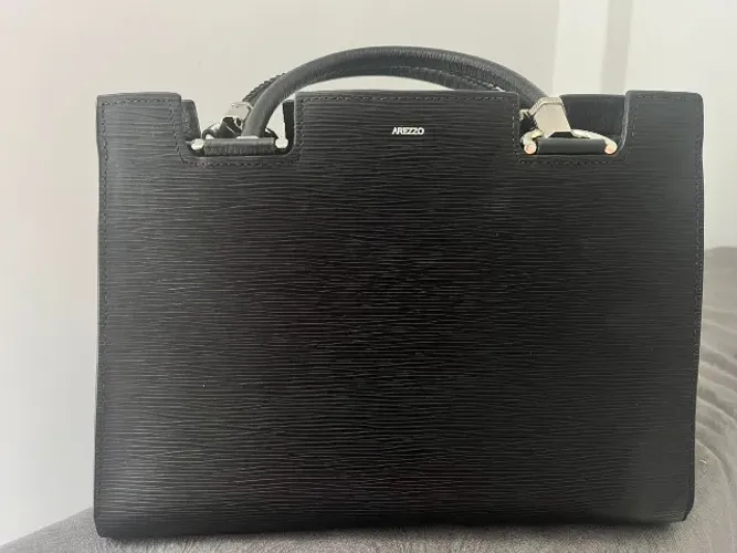 Bolsa Tote Preta Couro Abraccio Grande