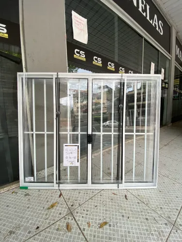 JANELA DE ALUMÍNIO BRANCO COM GRADE 4F 1.00X1.20 - PROMOÇÃO DISPONÍVEL