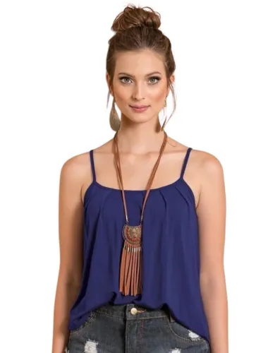blusa de alcinha my place azul marinho