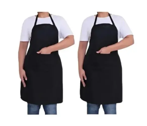 2 avental de cozinha preto com bolso Tam: único
