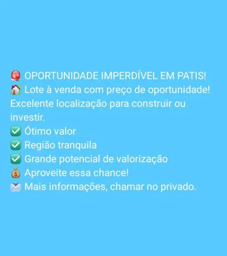Lote a venda em Patis