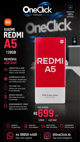     Xiaomi Redmi A5 128GB Novo | Lacrado | Pronta Entrega