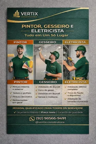 GESSEIRO, PINTOR E ELETRICISTA.