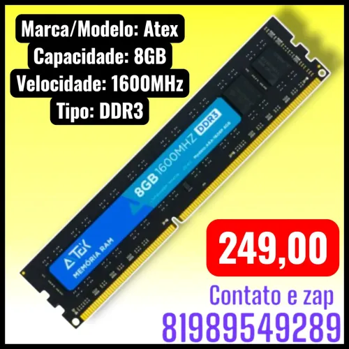 Memoria Ram Pc 8gb Ddr3 1600mhz Desktop Computador Gamer