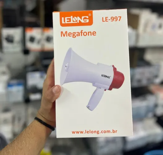 Megafone Portátil Recarregável com Gravador e Sirene (SOMOS LOJA)