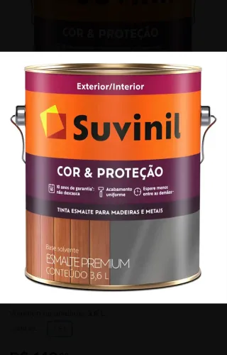 Suvinil Tinta Esmalte Preto Fosco 3.61 Madeira Metais Cor & Proteção