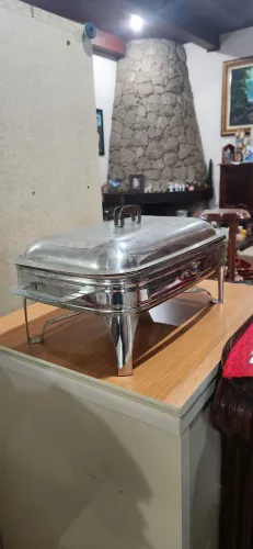 3 rechaut prata com vidro e uma chapa