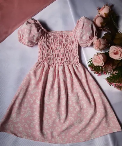 Vestido Ciganinha Infantil com Estampa Floral. (Tamanhos: 4,6,8 e 10)