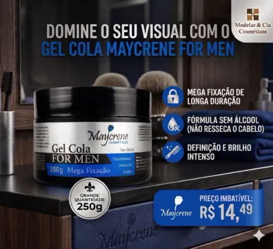 Gel Cola For Men Maycrene 250g: Estilo e Cuidado para seus Cabelos