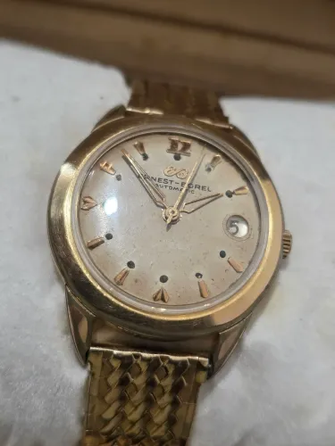 Relógio Ernest Borel Automático 34mm Plaquê de ouro 18k calibre Felsa 692 Bidynator Suíço 
