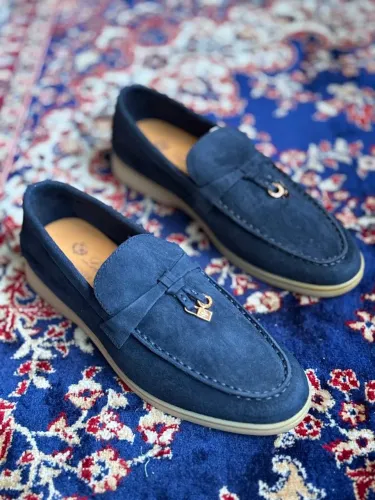 MOCASSIM LORO PIANA AZUL DOURADO