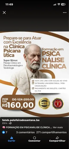 FORMAÇÃO EM PSICANÁLISE CLÍNICA