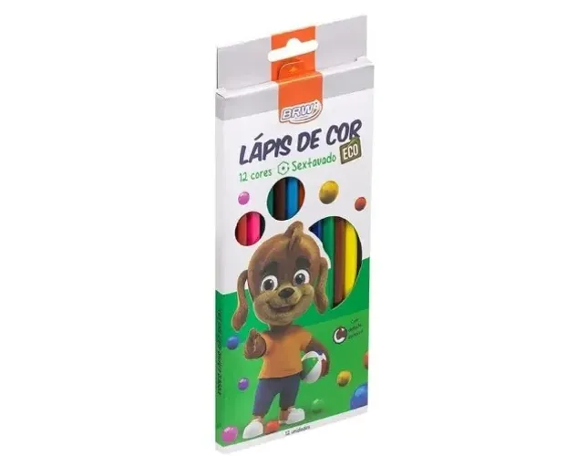 Lápis de Cor 12 Cores BRW Resina Reciclada Sextavado