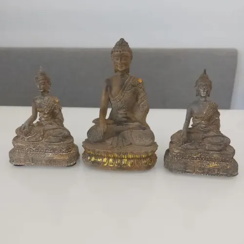 Kit 3 Esculturas Estátuas de Buda Decoração Espiritual