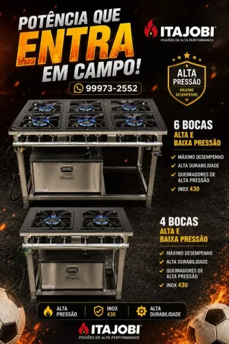 Fogão industrial inox alta e baixa pressão novos