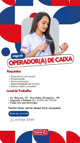 Vaga operador de caixa