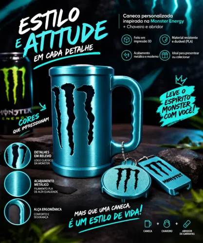CANECA MONSTER 3D ? KIT COMPLETO!