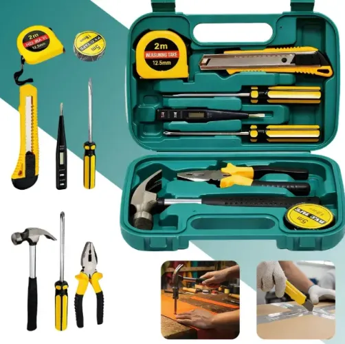 Maleta de Ferramentas Kit 8 Peças com Alicate Trena Fenda e Philipes Utilidade Domestica M