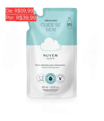 Hidratante cuide-se bem algodão boticário refil