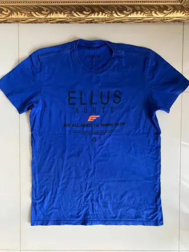 Camiseta grife Ellus azul escuro marinho masculina manga curta básica desapego barato man