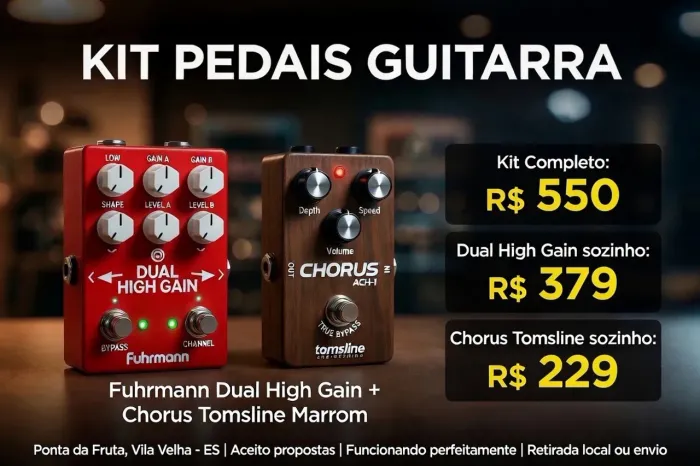 Kit Pedais Guitarra - Fuhrmann Dual High Gain + Chorus Tomsline Marrom