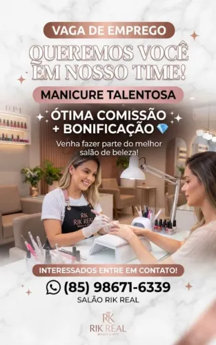 Contratamos manicure com urgência