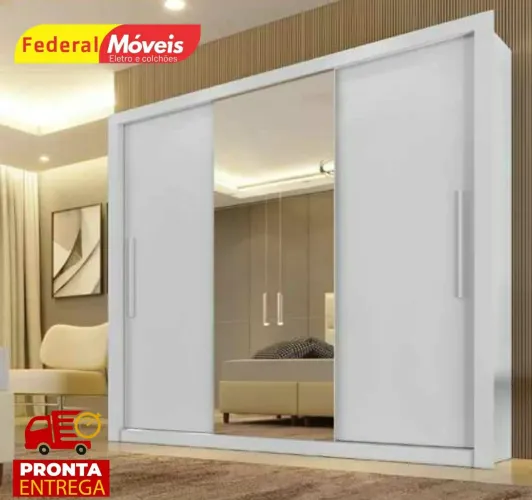 Guarda Roupa com Espelho e Portas de Correr Novo Fazemos Entrega