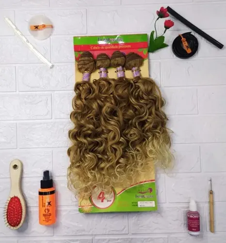Cabelo Organico Anelado 55cm 230g 4pçs  Hair World - Cor (#27-24)