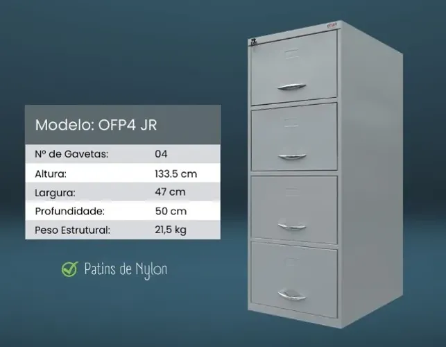 Arquivo de Aço 04 Gavetas - Arquivo pra Pasta Suspensa - OFP4 JR