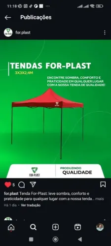 Tenda For-Plast 3x3x2,4m - Sombra, Conforto e Praticidade
