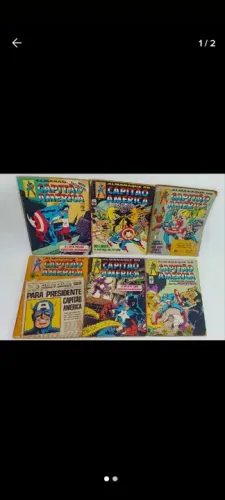 Lote 6 HQs gibis formatinho Almanaque Capitão América antigos raros anos 80. Edt. Abril.
