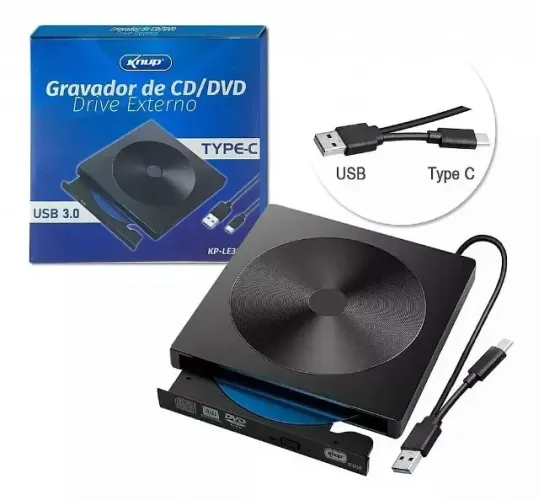 Gravador Externo De Cd E Dvd Tipo-c Usb 3.0 Externo