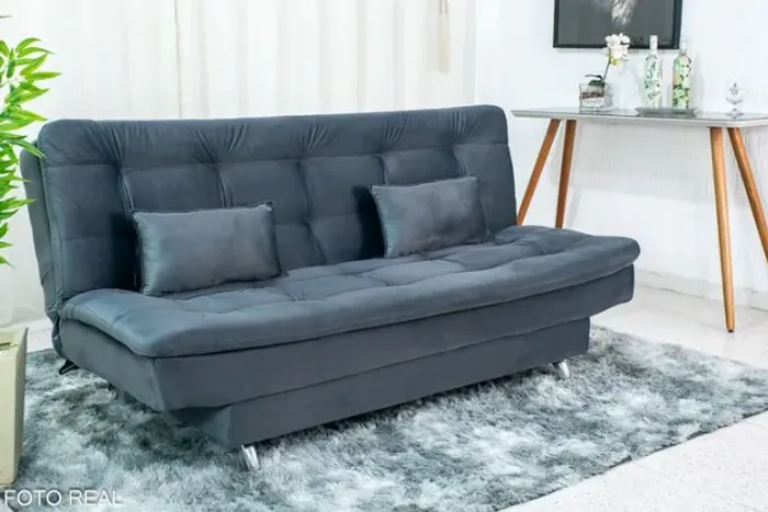 Sofá Cama Salomé 1.80m Veludo Grafite - Frete Grátis - Receba Hoje