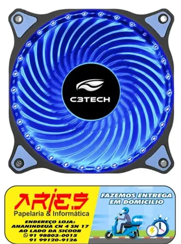 cooler led azul 12 cm c3tech f7-l130bl 30 leds p/ gabinete 
