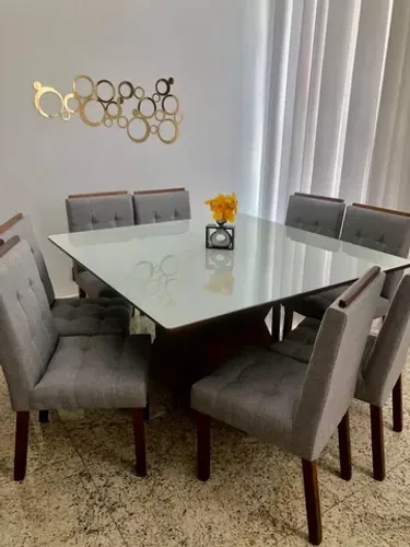 Mesa 8 cadeiras madeira maciça