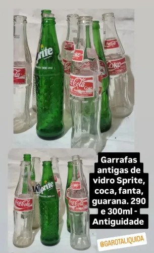 Garrafa antiga vidro refrigerante coca, fanta, guarana antiguidade