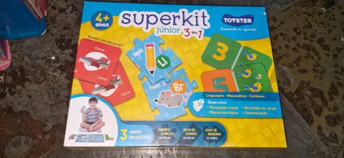 Superkit 3 em 1: domino alfabeto e jogo da memoria