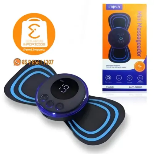 Mini Massageador Elétrico Corporal Portátil Recarregável Inova AMT-30203