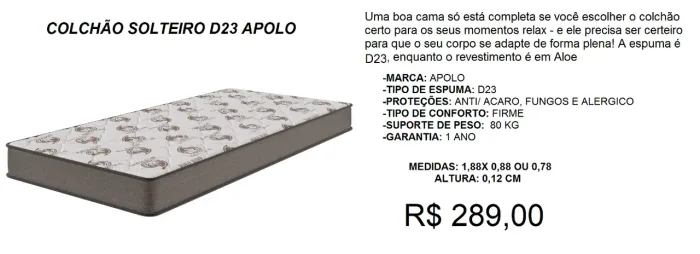 Colchão de solteiro d23
