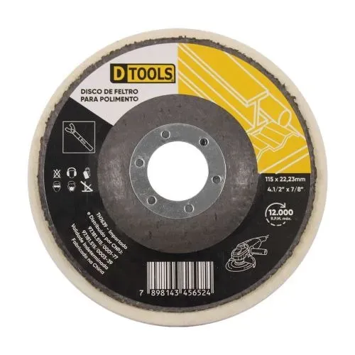 Disco Feltro Plano Para Polimento 115X22MM Dtools