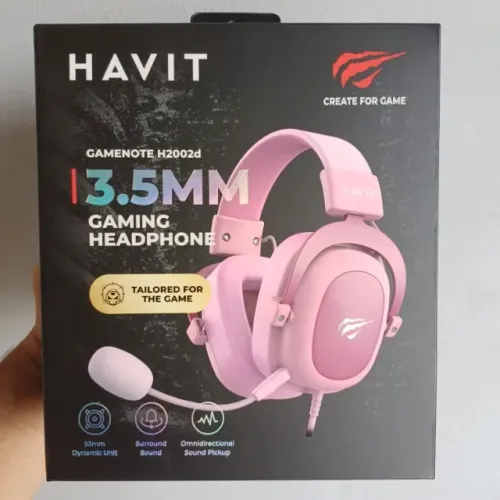 Fone de Ouvido Havit HV-H2002d, ROSA, com Microfone, compatível com XBOX ONE e PS4