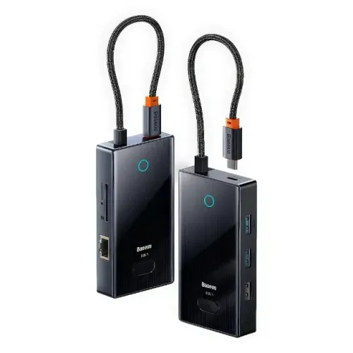 Adaptador Hub Baseus 8 em 1 Macbook Pro Air Usb C Hdmi 4k RJ45 Leitor de Cartão