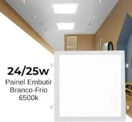 Plafon Led 25w Quadrado Embutir Branco Frio