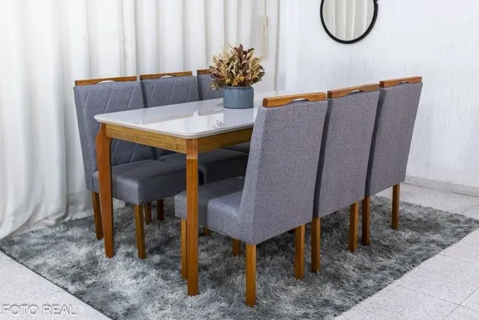 Mesa de Jantar de madeira 6 Cadeiras - Moderna e Elegante